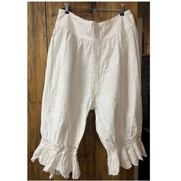 Magnolia Pearl Pants - OOAK Magnolia Pearl Crisp White Cotton Bloomers, White OS